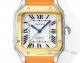 Replica Cartier Santos Rose Gold Bezel Orange Leather Strap Couple Watch (3)_th.jpg